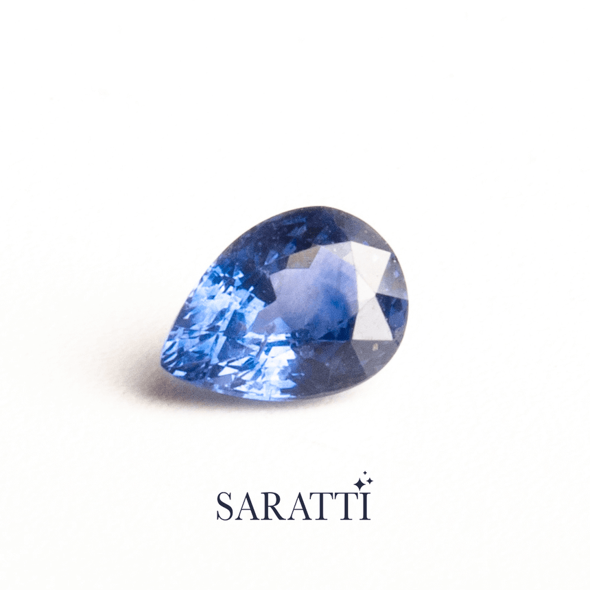 Genuine Blue Sapphire Gemstone in Pear Shape - 0.87 carats - Saratti