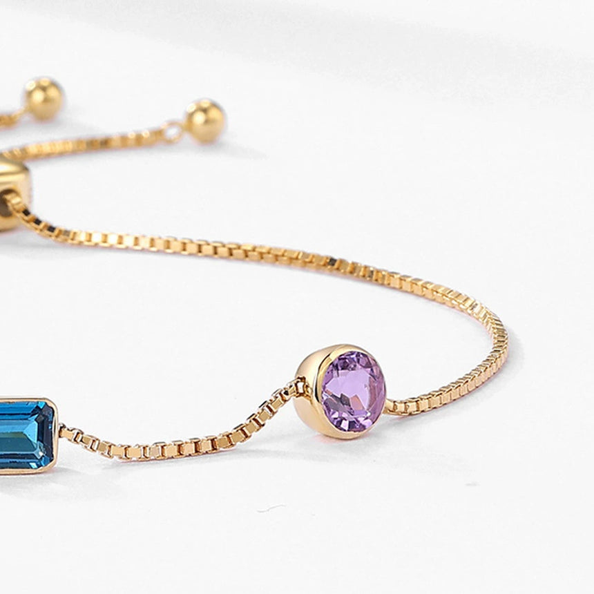 Spectral Weave : Adjustable Gemstone Cascade Bracelet in 14K Gold