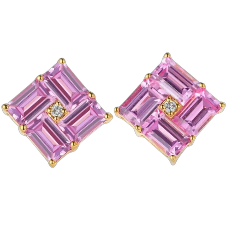 Blush Labyrinth - Pink Sapphire and Natural Diamond Earrings