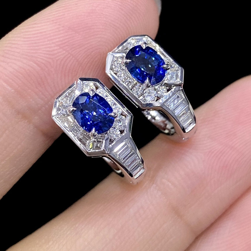 Midnight Meridian: Sapphire and Diamond Earrings