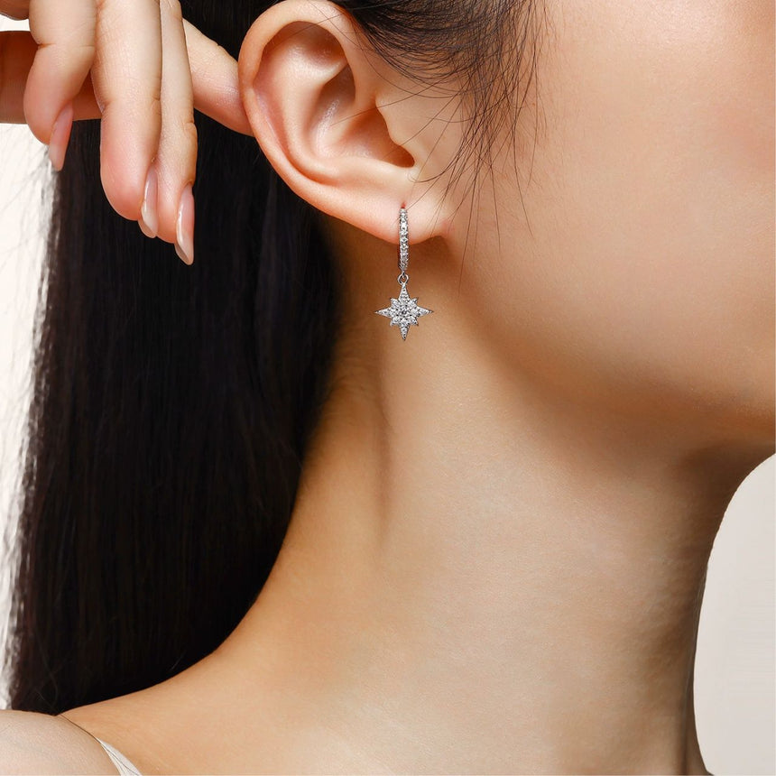 Moissanite Star and Moon Earrings Ensemble