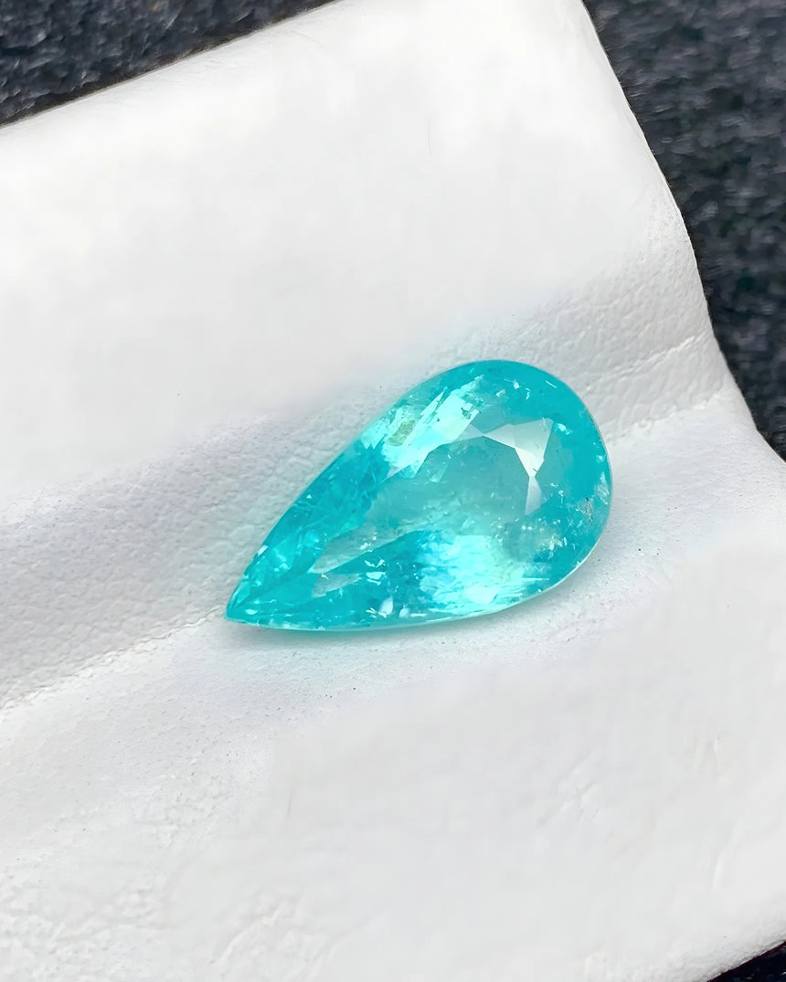 Certified Paraiba tourmaline gemstone 3.19 carat pear shape - SARATTI