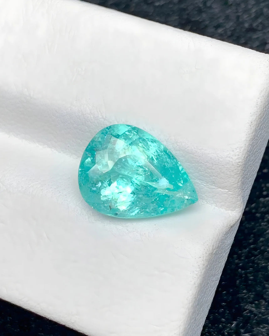 Certified Paraiba tourmaline gemstone 3.80 carat pear shape - SARATTI