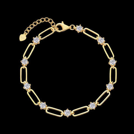 Regal Constellation: Moissanite Interlink Gold Vermeil Bracelet