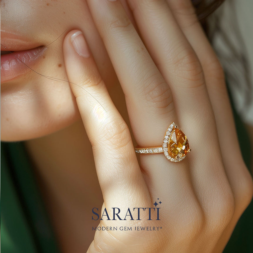 Champagne Colored Cocktail Ring with Imperial Topaz | Saratti