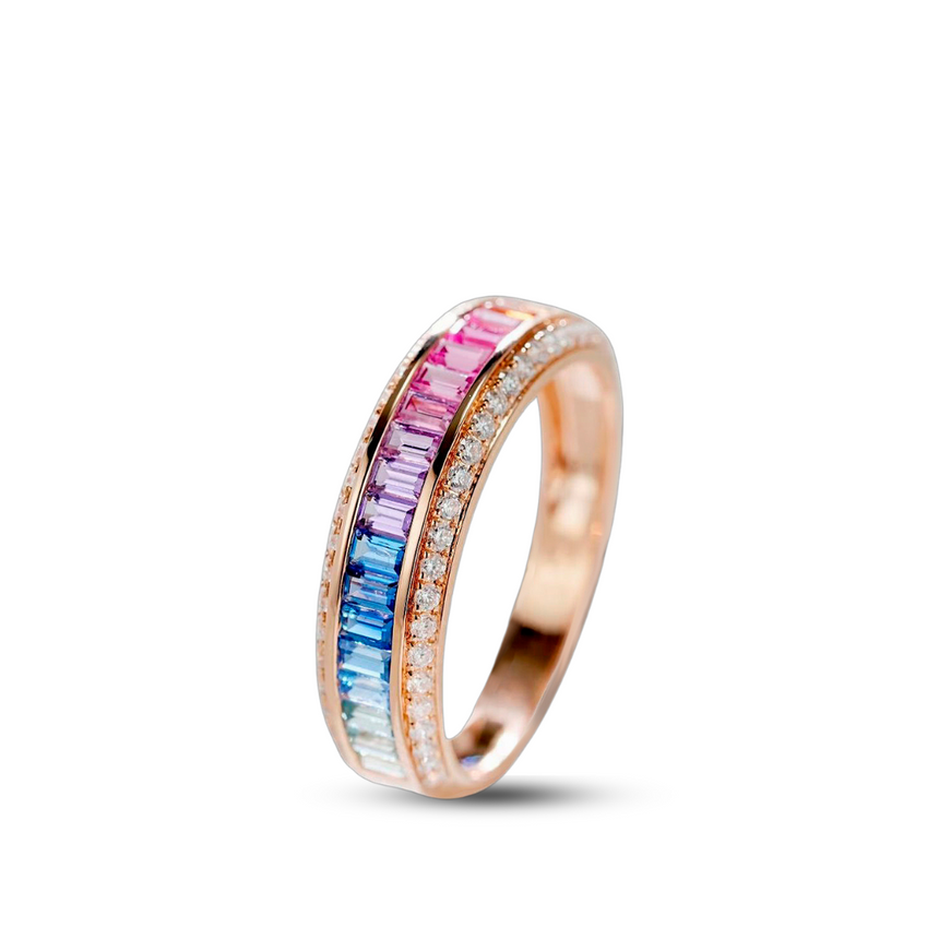 Chromatic Fusion : Natural Sapphire and Diamond Eternity Band