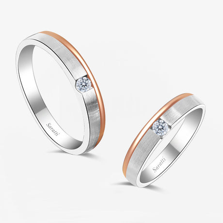 Classic Diamond Wedding Rings | His and Hers Diamond Bands in Two Tone | Saratti