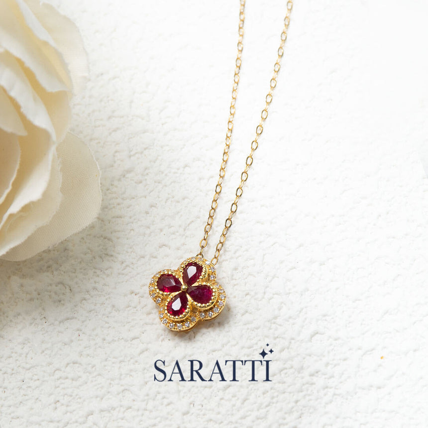Trébol Rojo Ruby Pendant Necklace | Saratti Fine Jewelry