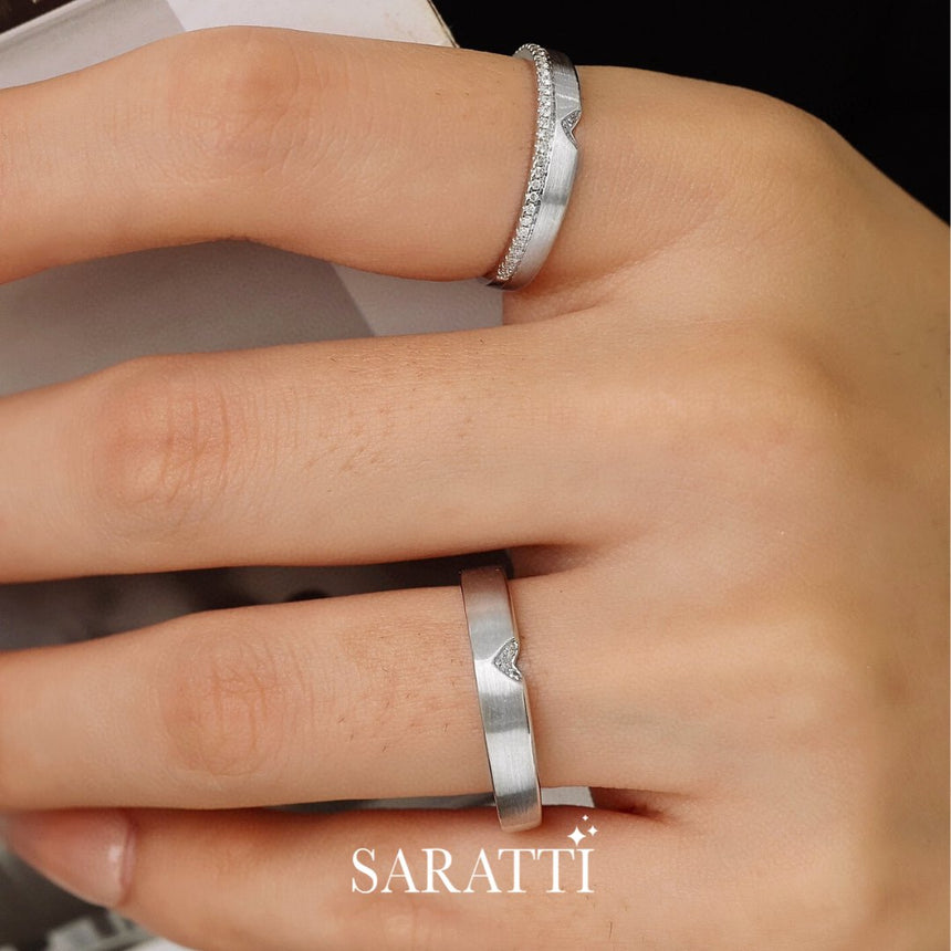 18K White Gold Geometric Wedding Bands | Saratti