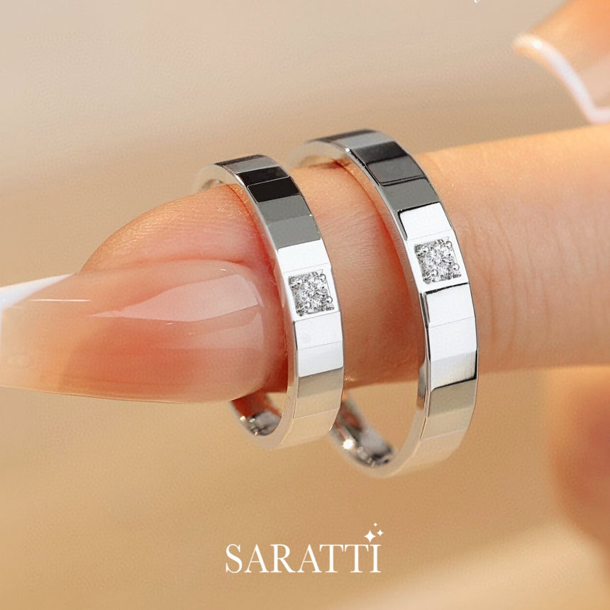 His And Hers White Gold Diamond Ring Set | Saratti