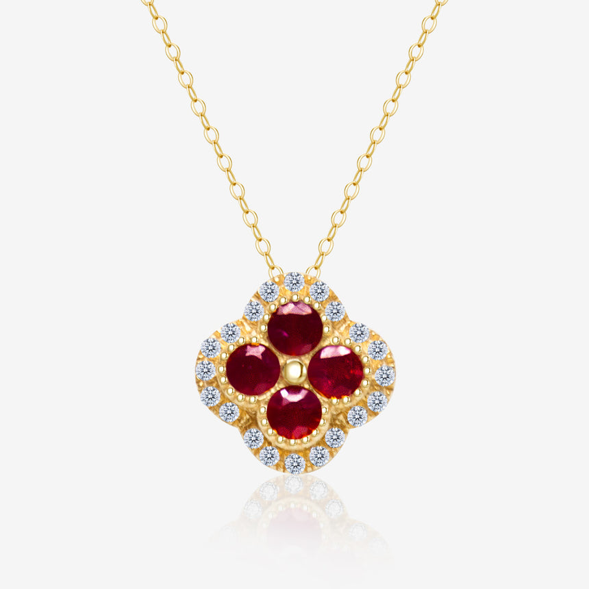 Crimson Quad Ruby and Diamond Necklace - SARATTI