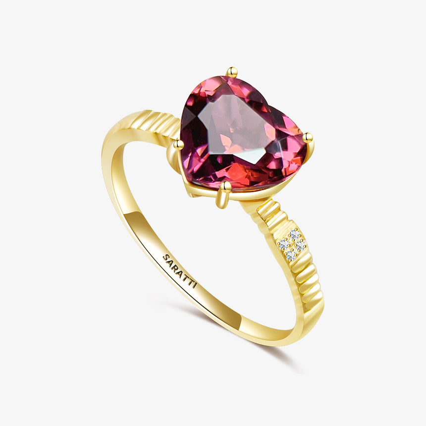 Crimson Red Heart Rubellite Tourmaline Ring | SARATTI