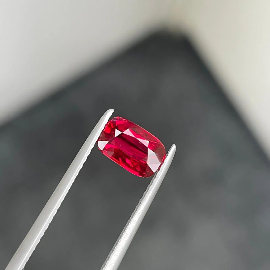 Cushion Cut Vivid Red Ruby Gem | Saratti
