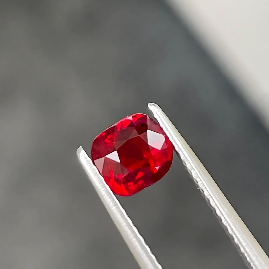 Cushion Cut Vivid to Deep Red Ruby | Saratti