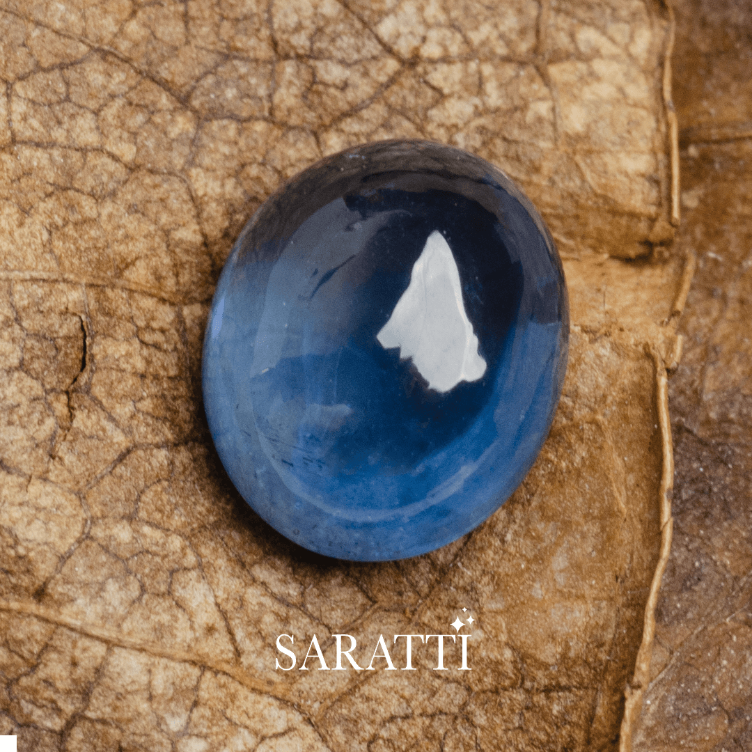 Deep blue oval sapphire cabochon loose gemstone for bespoke design | SARATTI
