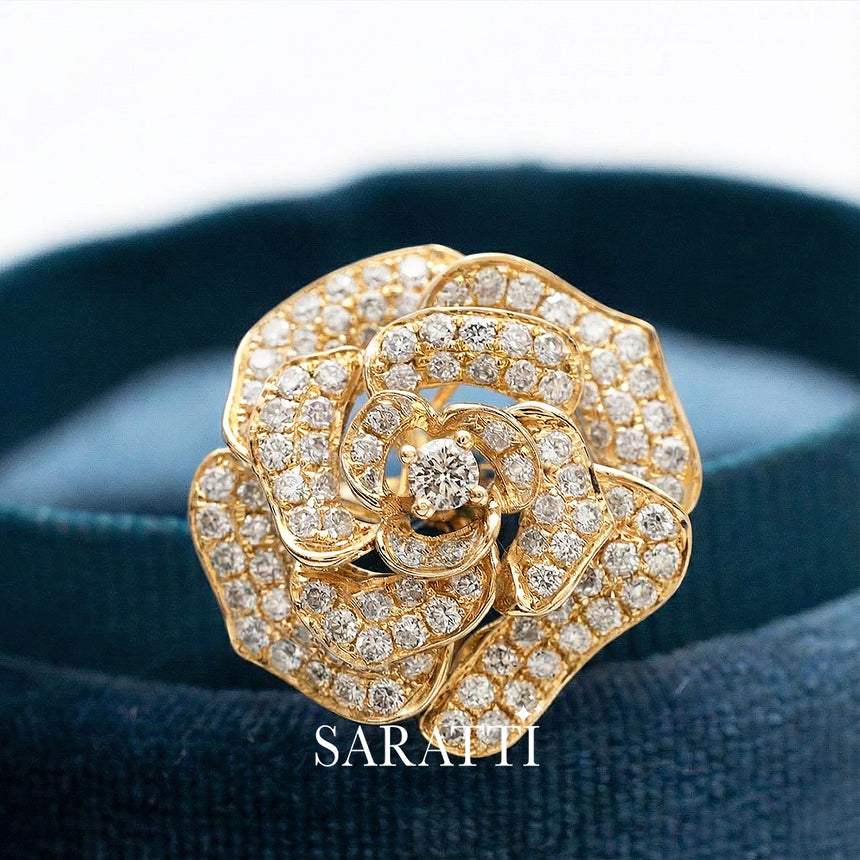 Art Deco Wedding Band & Natural Diamonds Cocktail Ring