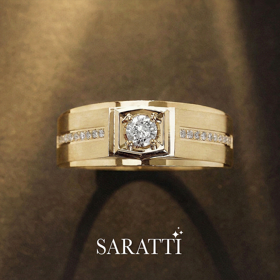 Animus Meraki diamond ring round center stone focus in 18K yellow gold | SARATTI