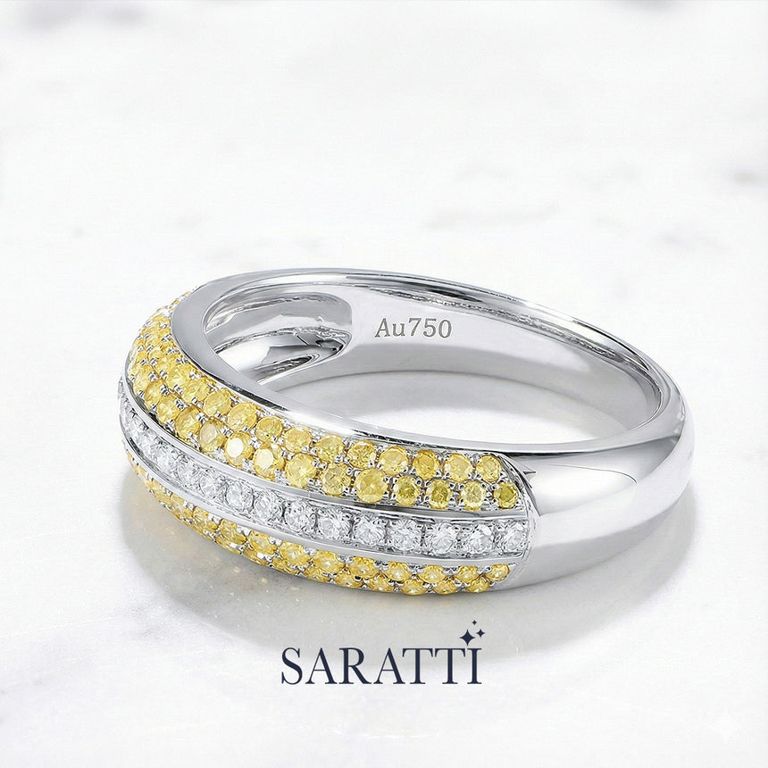 Art Deco Yellow Diamond Yellow Gold Band