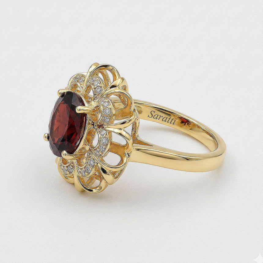 Coronet Rouge Gold Garnet Ring