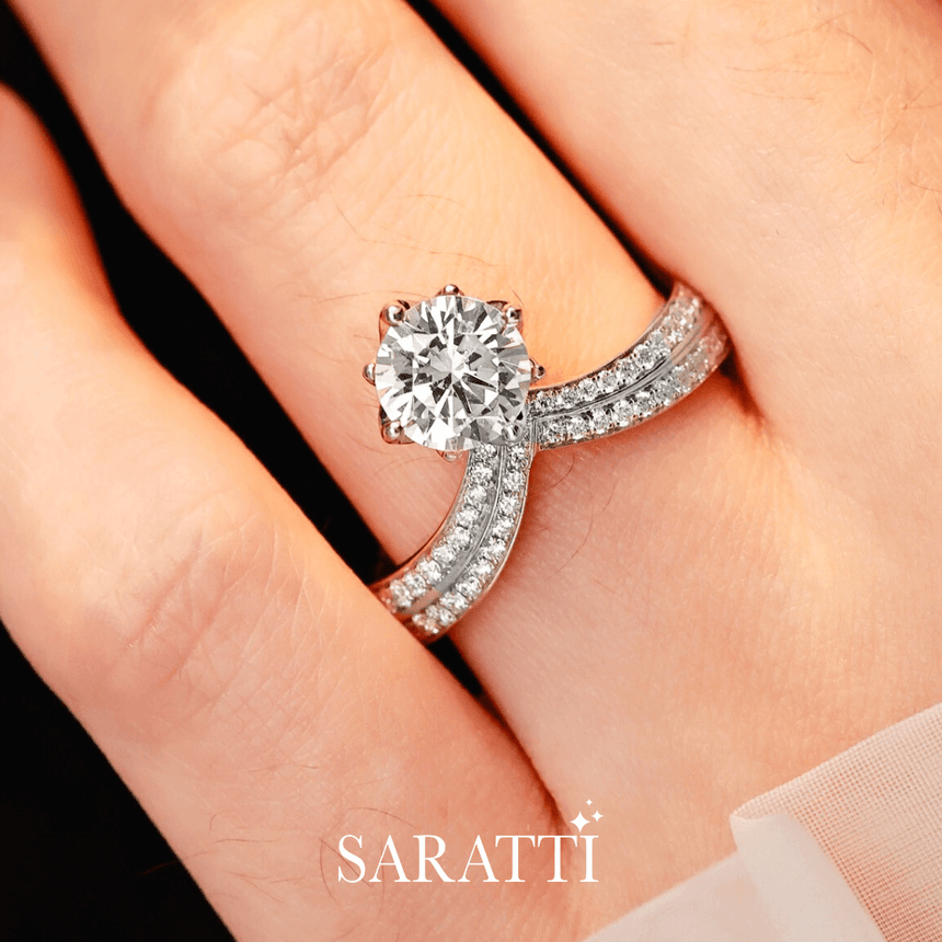 18K White gold diamond pave bridal jewelry | Dessina