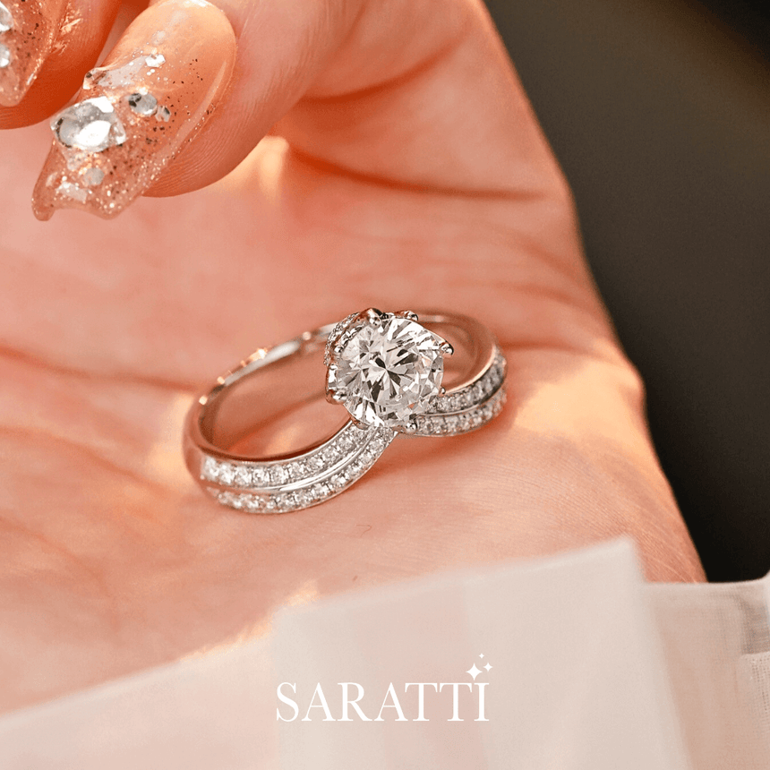 Prong Set White Gold Solitaire Diamond Ring | Dessina