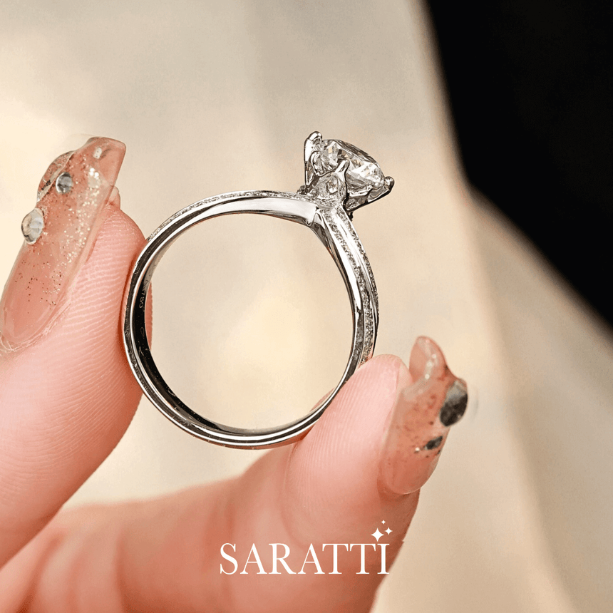 Brilliant round prong set diamond engagement ring | Dessina