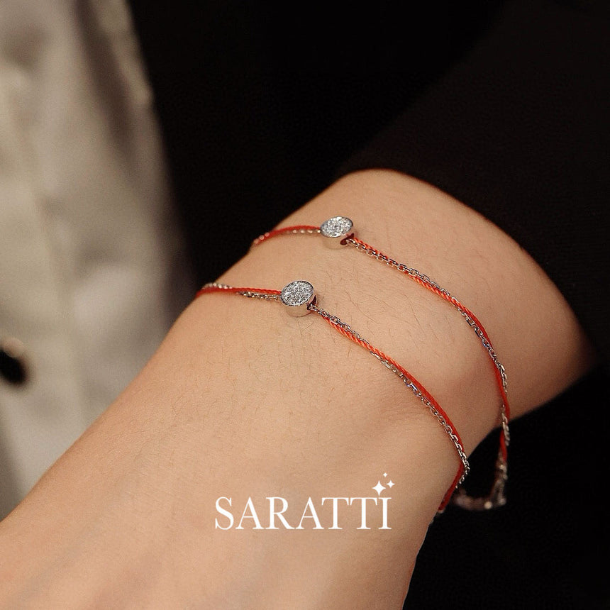 Model wears two of the Adamantine Core Diamond Bracelet for Women | Saratti