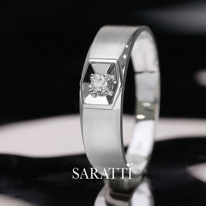 Solitaire Diamond Perspective of the Six Paths Two Tone Diamond Ring for Men | Saratti