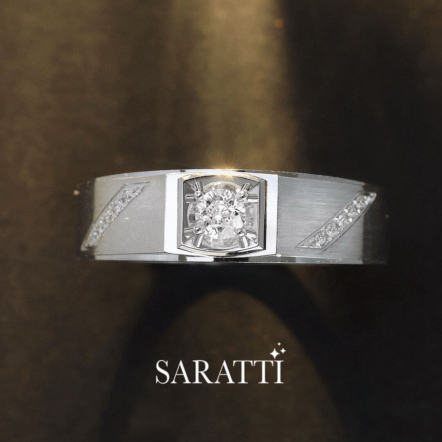 White Gold Seika Sublime Diamond Ring For Men | Saratti