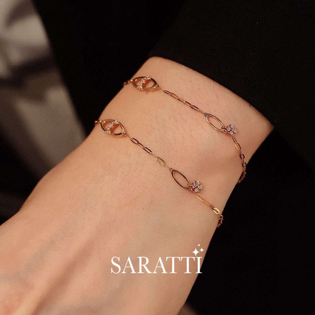 Model wears Alma Theta Diamond Bracelet for Women | Saratti 