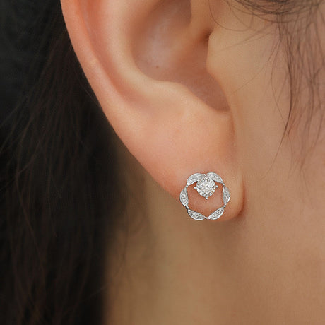 1 carat Diamond Earrings on Ear | Saratti