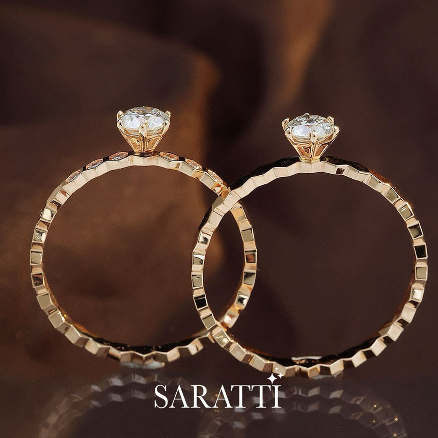 Rose Gold Natural Diamond Engagement Rings Side by Side | Saratti