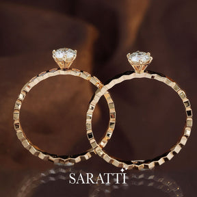 Rose Gold Natural Diamond Engagement Rings Side by Side | Saratti 