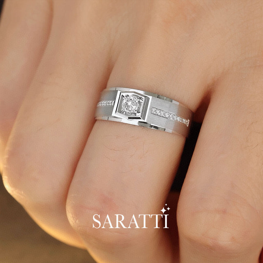 Model Wears Animus Meraki Diamond Ring for Men | Saratti