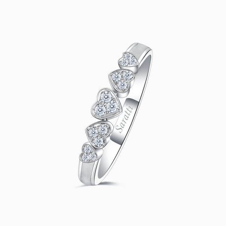 18 K White Gold Five Heart Diamond Eternity Wedding Band | Saratti