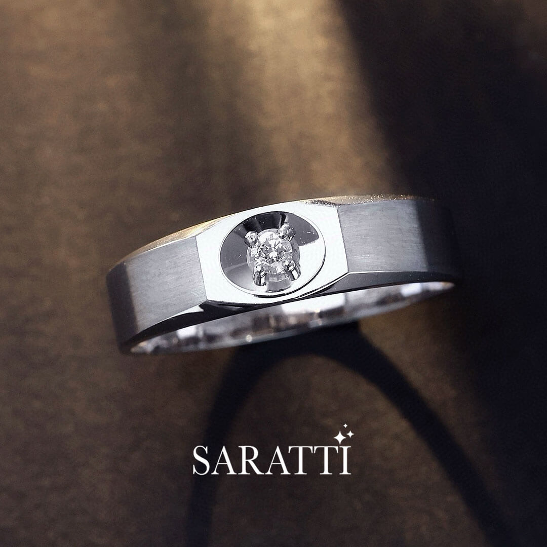 Art Deco Dome men’s diamond ring refined masculine style in platinum | SARATTI
