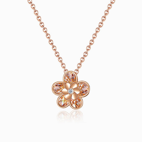 Rose Gold Floral Small Diamond Necklace | Saratti