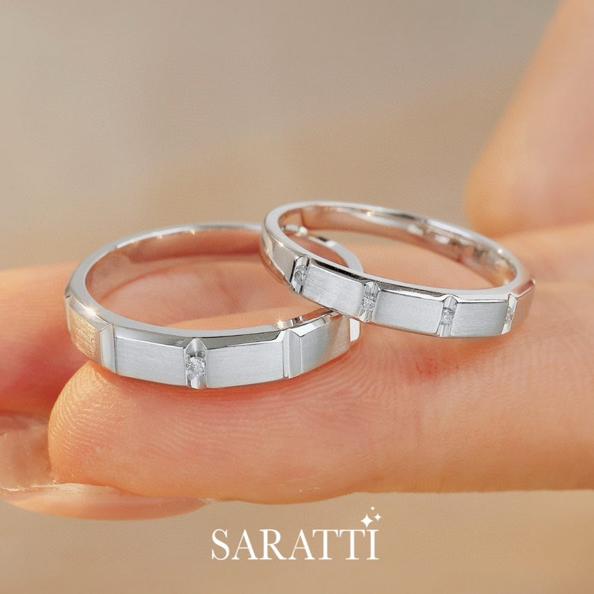 Architectural Style Wedding Rings With Channel Settings | Saratti