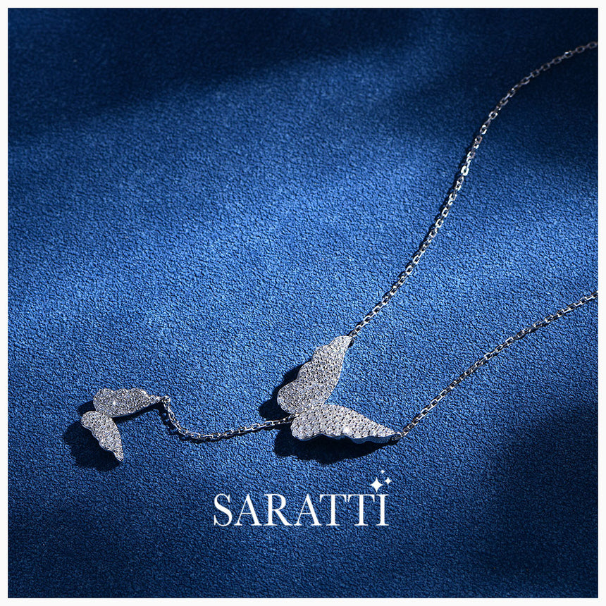 Spotlight Shot of the Silver Monarch Memories Pendant Necklace | Saratti