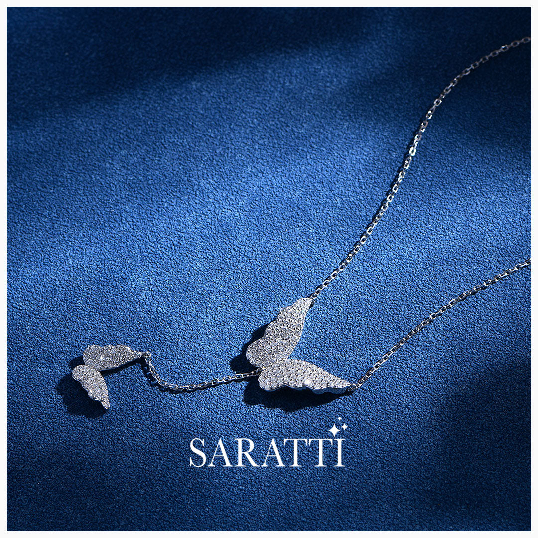 Spotlight Shot of the Silver Monarch Memories Pendant Necklace | Saratti