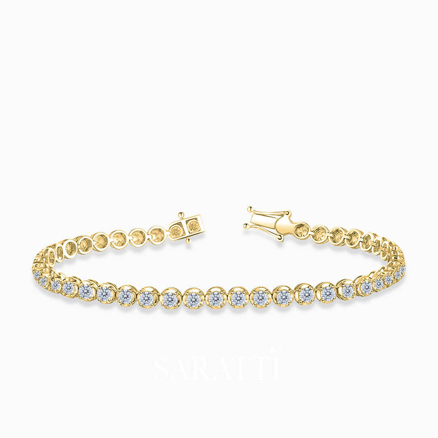 Yellow Gold Mandala Rex Diamond Tennis Bracelet | Saratti