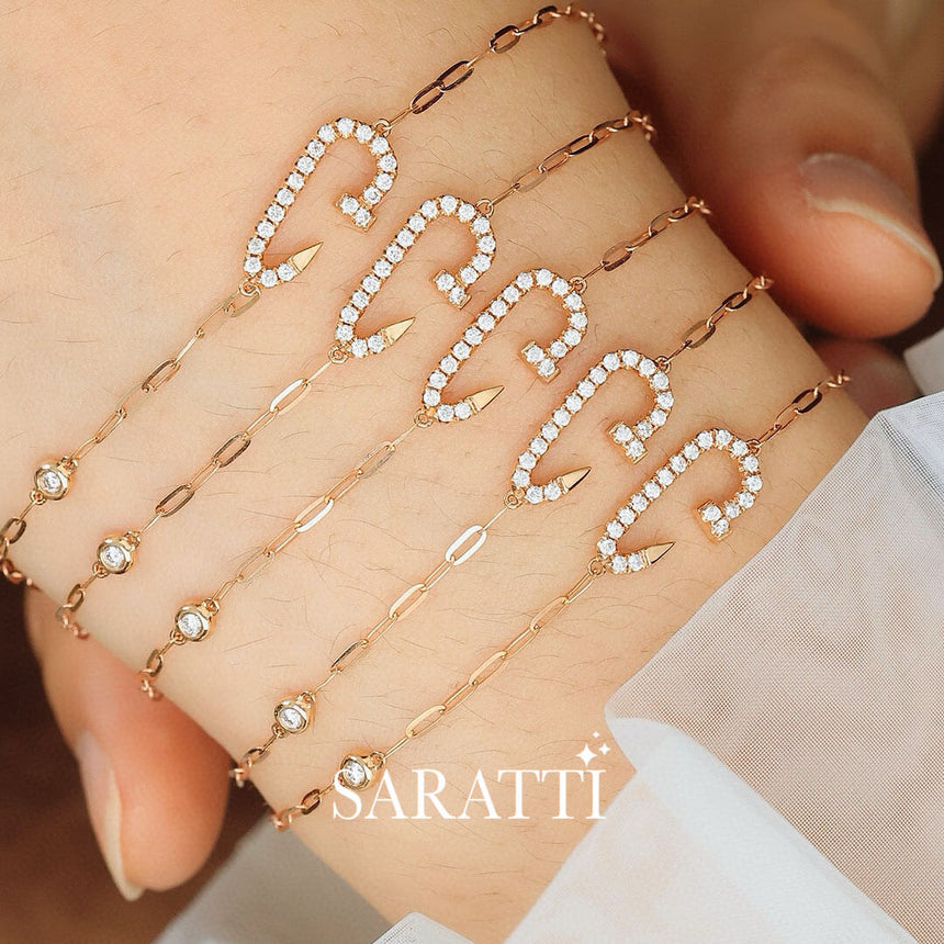 Model Wears Five Clou Courbé Diamond Bracelet for Women | Saratti