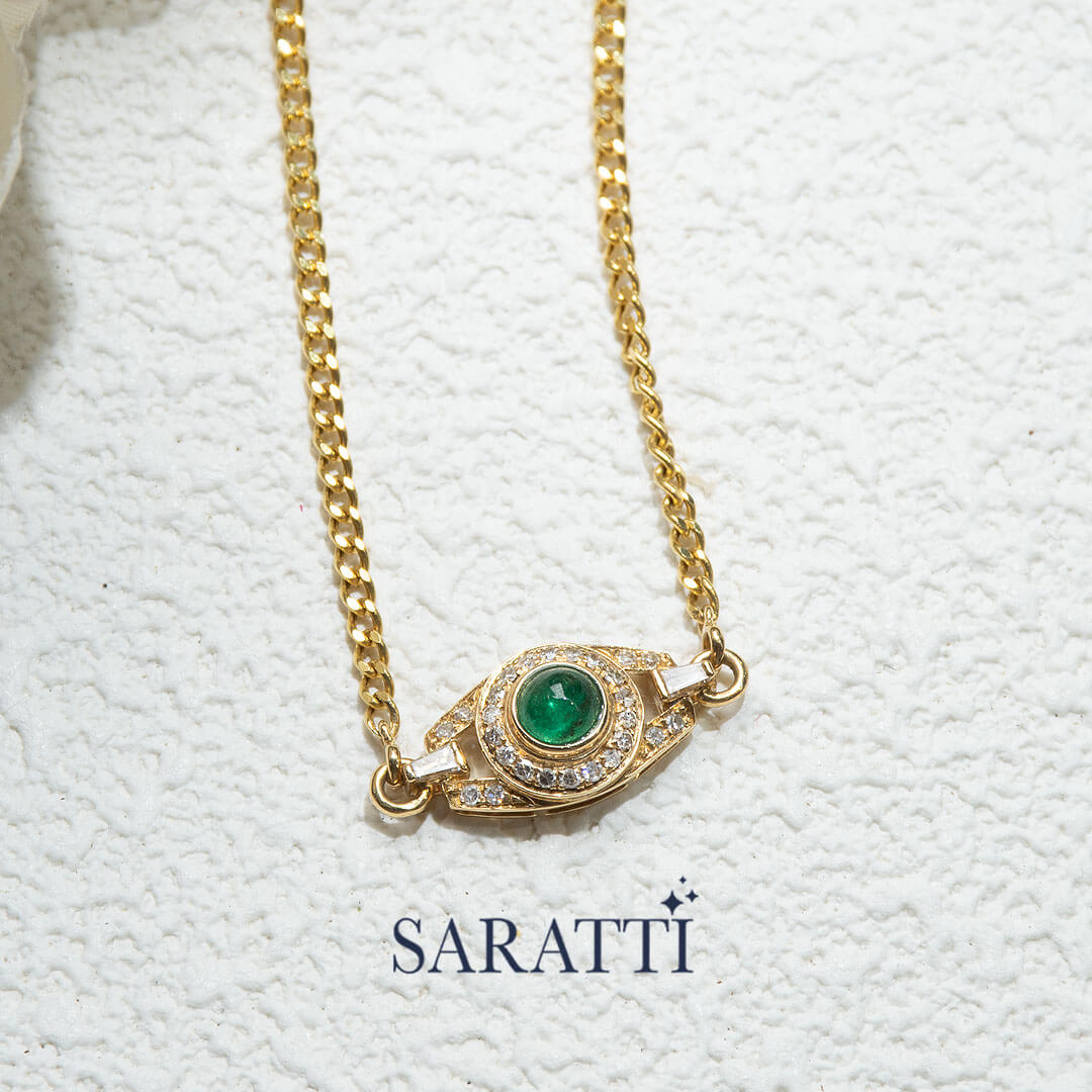 Yellow Gold Anima Hera Emerald Pendant Necklace | Saratti Fine Jewelry 
