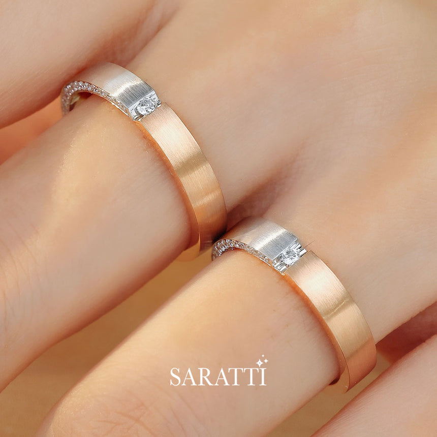 Two-tone diamond set in White & Rose Gold | Saratti