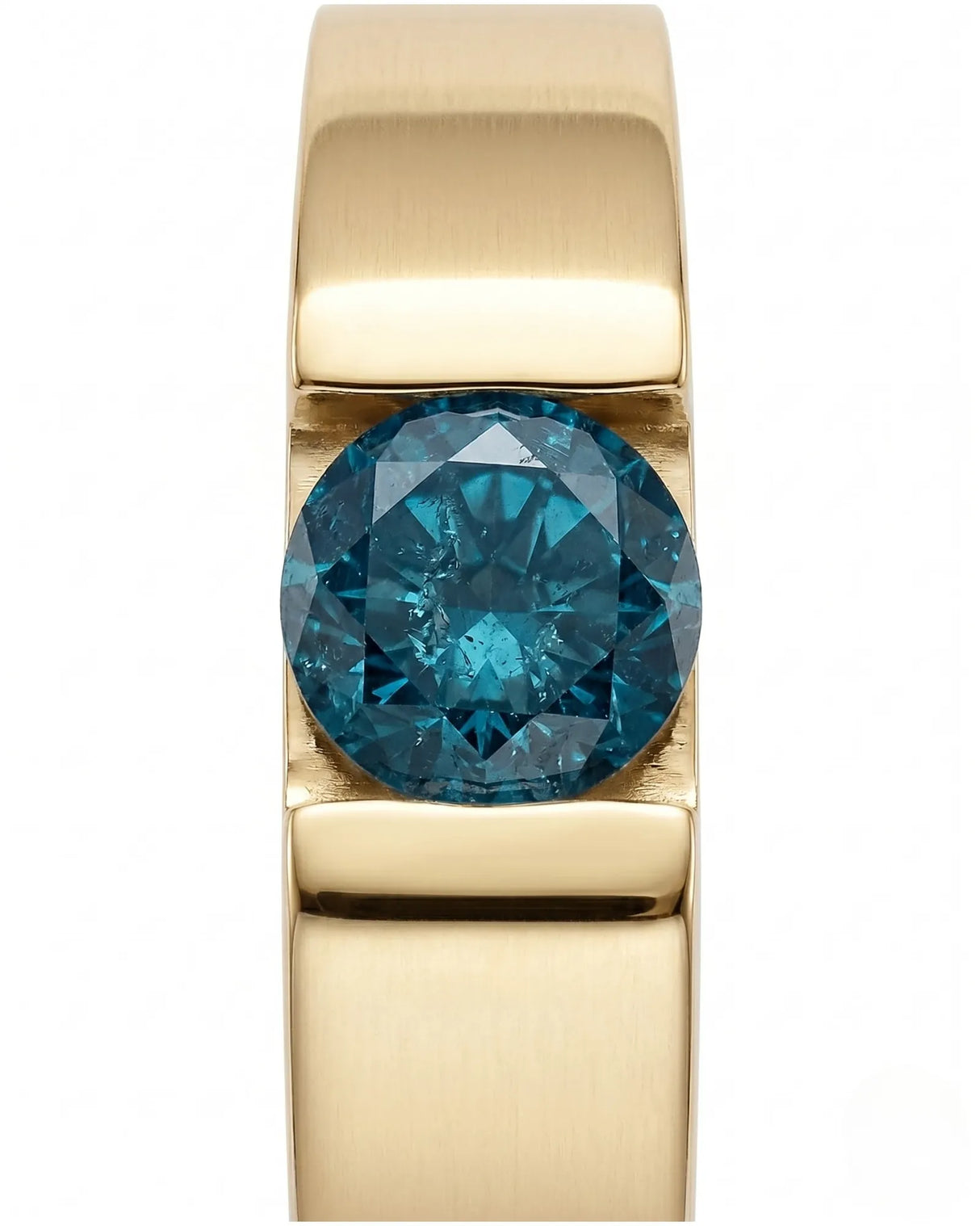 Distinctive blue diamond wedding band for men crafted in polished 18K yellow gold | SARATTI