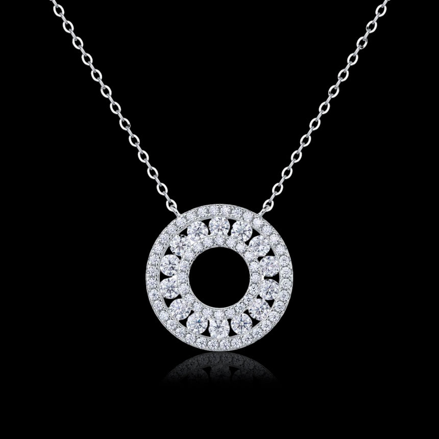Radiant Orbit: 0.59-Carat Moissanite Circle Pendant