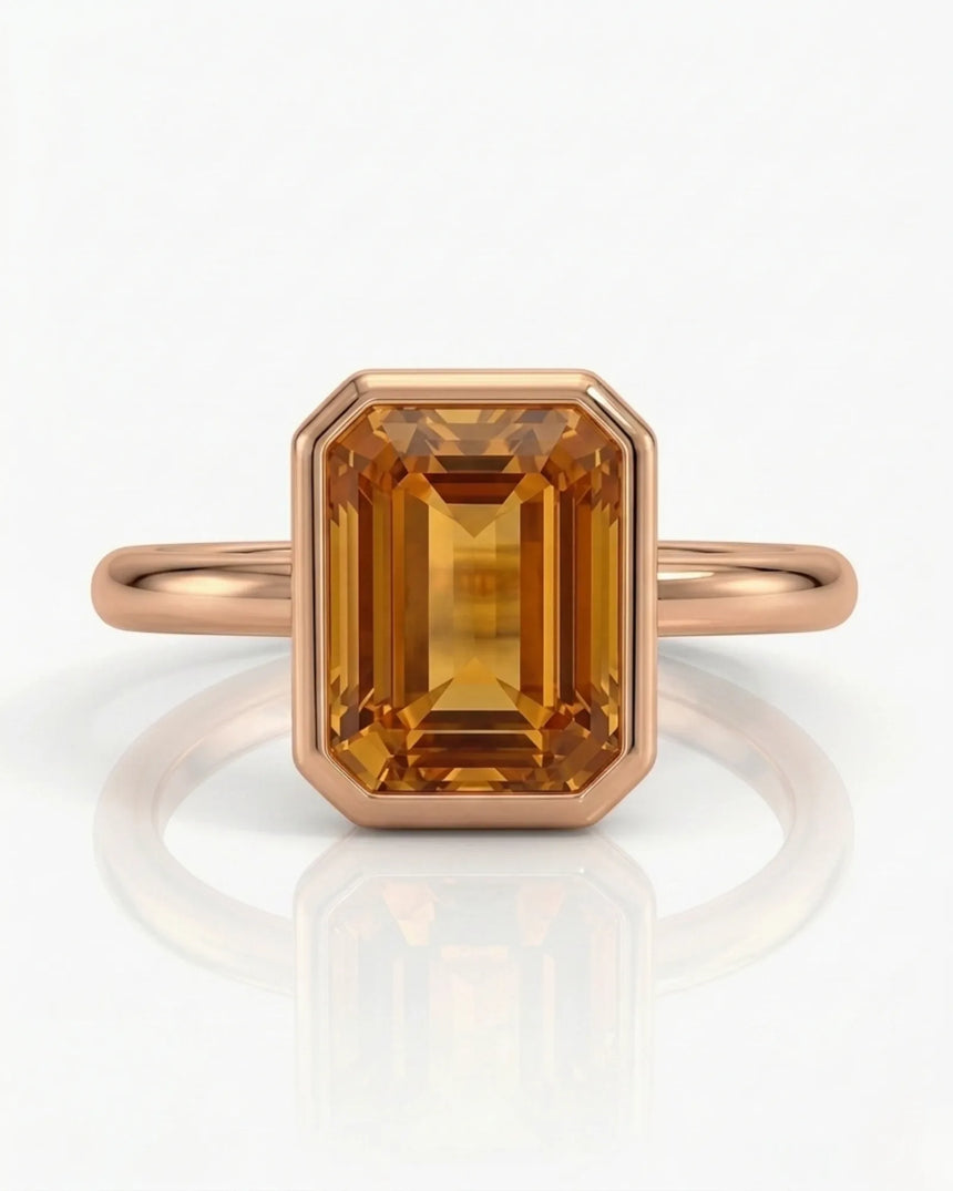 Double halo Imperial Topaz setting only ring in rose gold - SARATTI