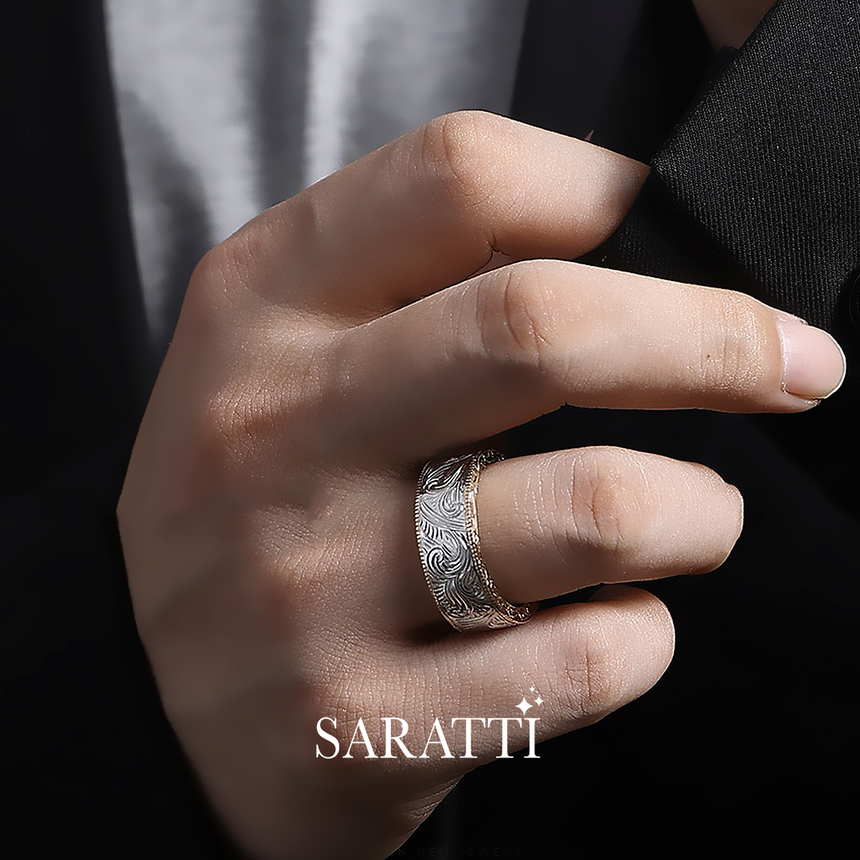 Vellum Aureus | Two Tone Mens Wedding Band