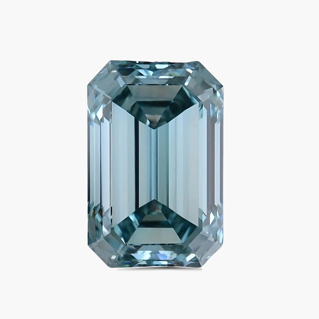 0.59 carats Fancy Vivid Blue Emerald Cut Lab Diamond | IGI Certified