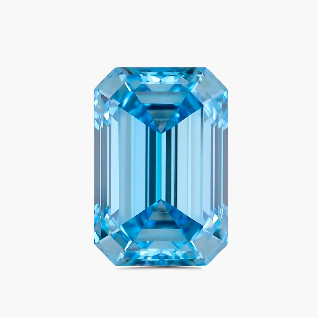1.09 carats Emerald Cut Fancy Vivid Blue Lab Diamond | IGI Certified